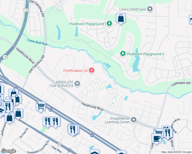 map of restaurants, bars, coffee shops, grocery stores, and more near 6085 Cantwell Street in Gainesville