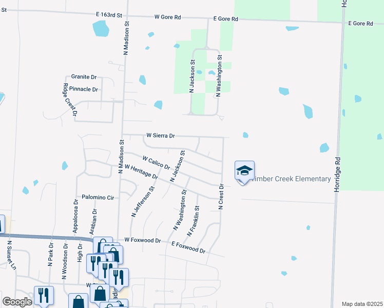 map of restaurants, bars, coffee shops, grocery stores, and more near 103 West Laredo Trail in Raymore