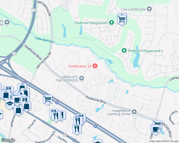 map of restaurants, bars, coffee shops, grocery stores, and more near 16135 Sheringham Way in Gainesville
