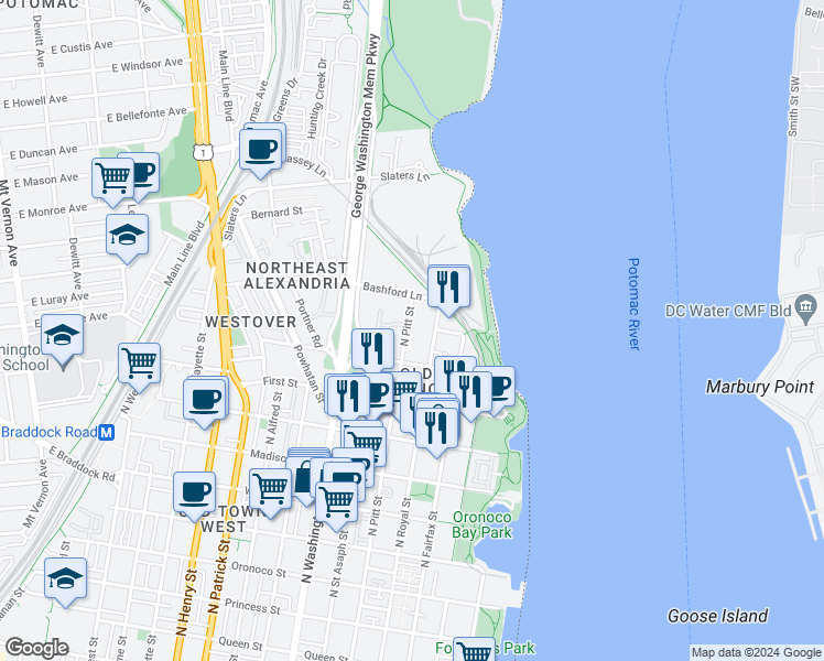 map of restaurants, bars, coffee shops, grocery stores, and more near 101 Independence Avenue Southeast in Washington