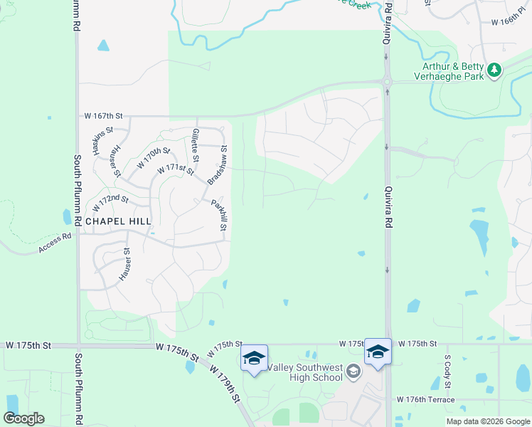 map of restaurants, bars, coffee shops, grocery stores, and more near 17165 South Quivira Road in Olathe