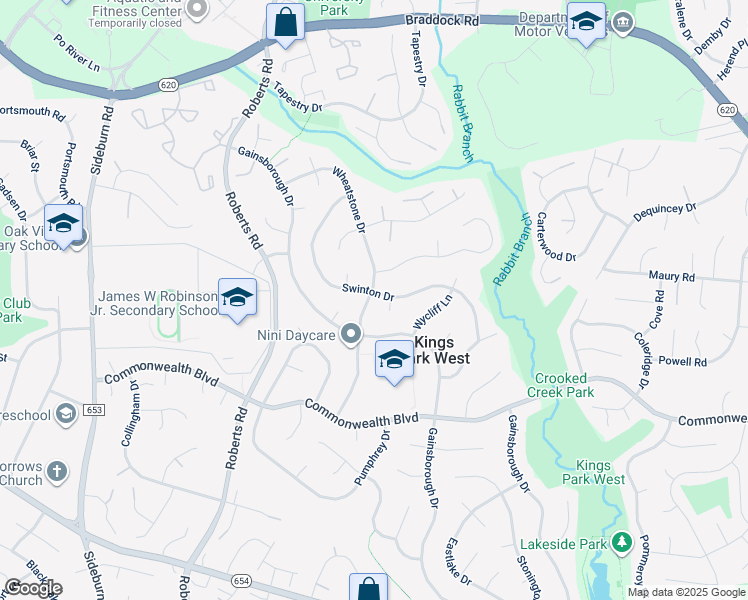 map of restaurants, bars, coffee shops, grocery stores, and more near 4919 Wheatstone Drive in Fairfax