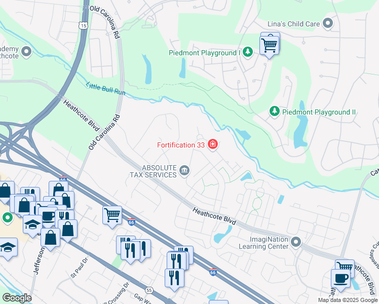 map of restaurants, bars, coffee shops, grocery stores, and more near 18107 Camdenhurst Drive in Gainesville