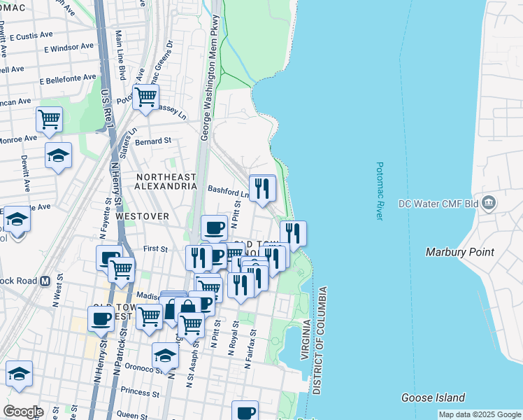 map of restaurants, bars, coffee shops, grocery stores, and more near 101 Independence Avenue Southeast in Washington