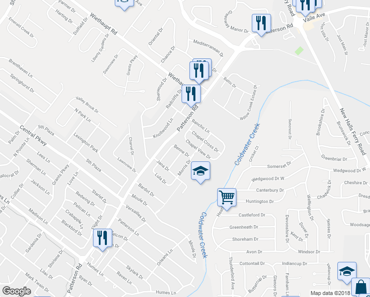 map of restaurants, bars, coffee shops, grocery stores, and more near 490 Benne Drive in Florissant