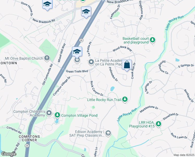 map of restaurants, bars, coffee shops, grocery stores, and more near 6607 English Saddle Court in Centreville