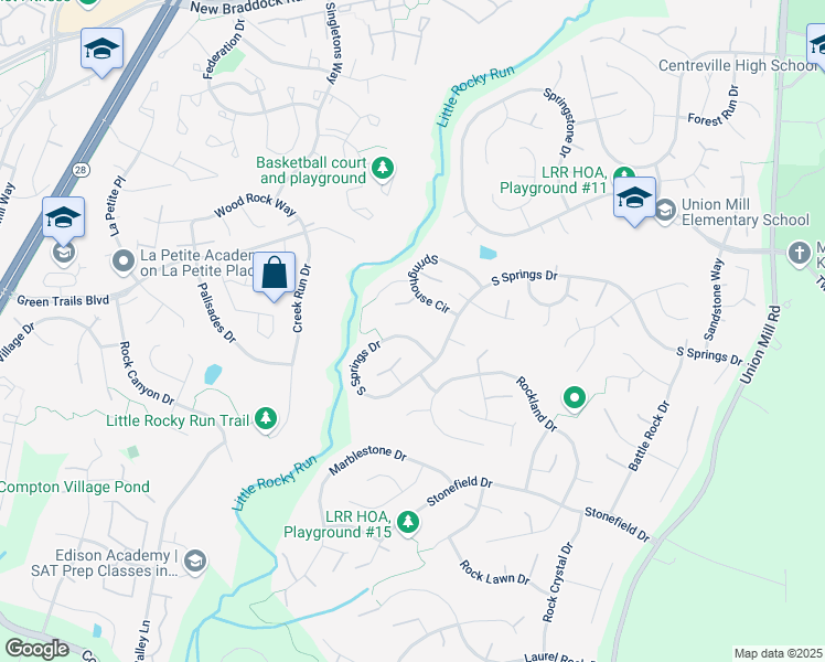 map of restaurants, bars, coffee shops, grocery stores, and more near 13953 South Springs Drive in Clifton