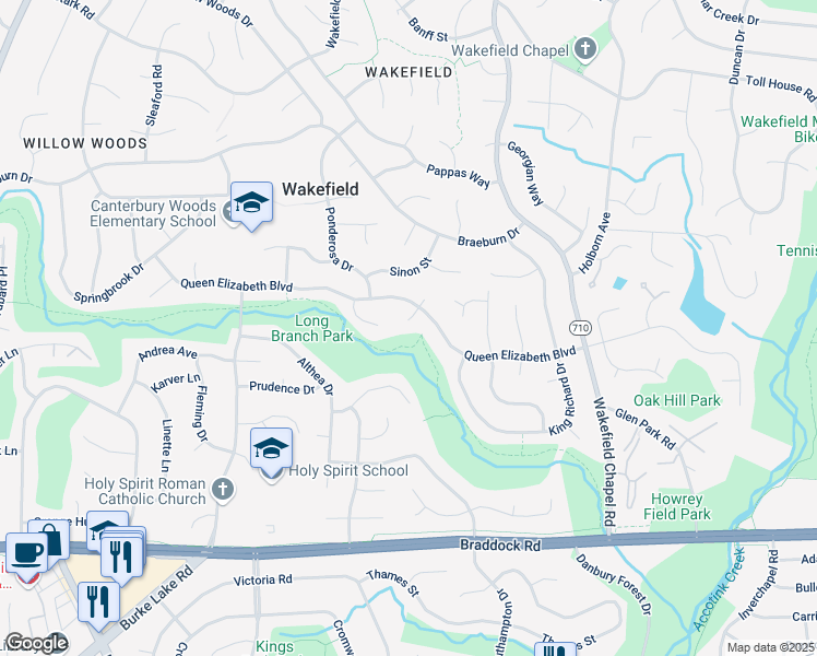 map of restaurants, bars, coffee shops, grocery stores, and more near 4911 Magdalene Court in Annandale
