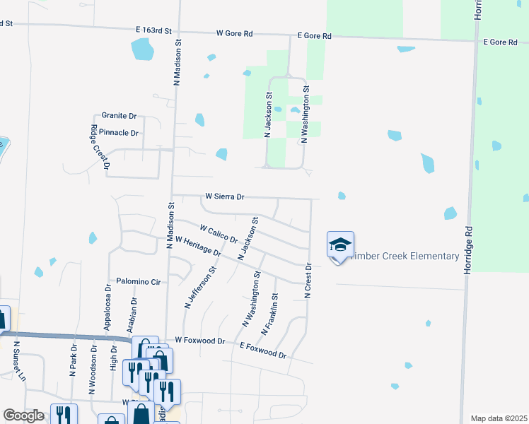map of restaurants, bars, coffee shops, grocery stores, and more near 103 West Laredo Trail in Raymore