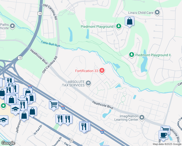 map of restaurants, bars, coffee shops, grocery stores, and more near 18111 Camdenhurst Drive in Gainesville