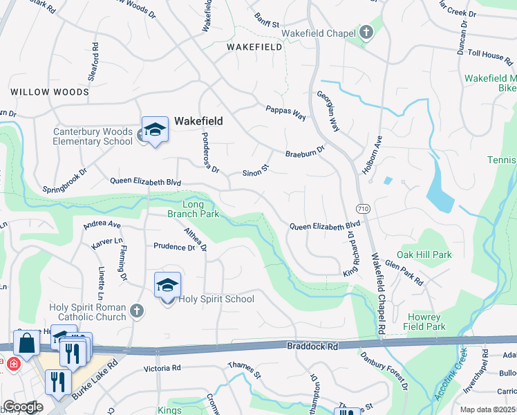 map of restaurants, bars, coffee shops, grocery stores, and more near 4909 Magdalene Court in Annandale