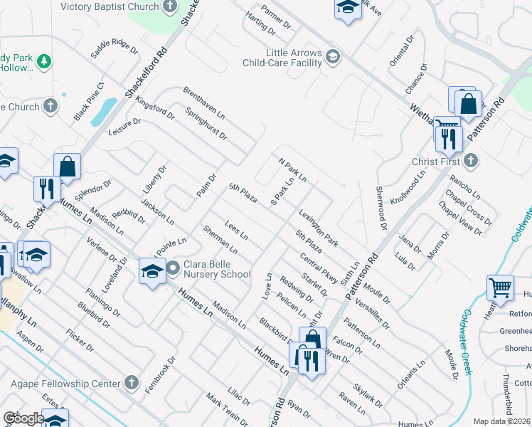map of restaurants, bars, coffee shops, grocery stores, and more near 955 Central Parkway in Florissant