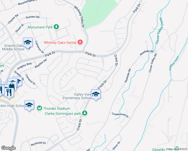 map of restaurants, bars, coffee shops, grocery stores, and more near 4316 Newland Heights Drive in Rocklin