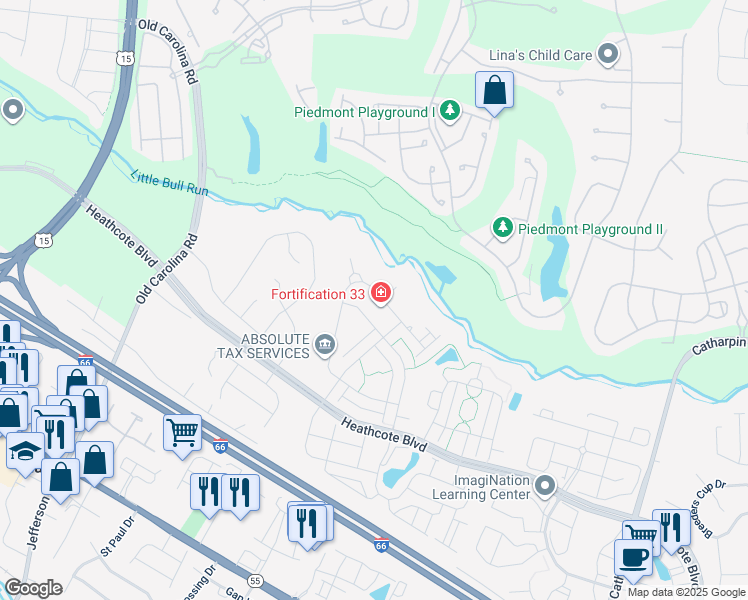 map of restaurants, bars, coffee shops, grocery stores, and more near 18162 Camdenhurst Drive in Gainesville