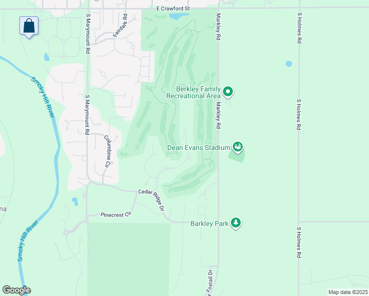 map of restaurants, bars, coffee shops, grocery stores, and more near 1318 Bentgrass Drive in Salina