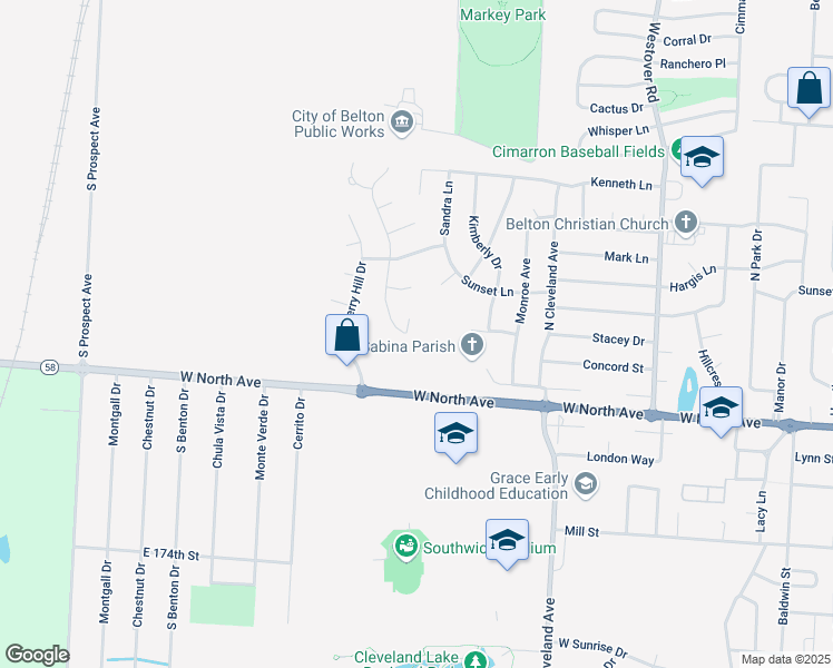 map of restaurants, bars, coffee shops, grocery stores, and more near 107 Tanner Drive in Belton