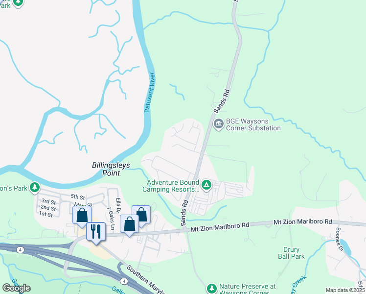 map of restaurants, bars, coffee shops, grocery stores, and more near Burton River Road in Lothian