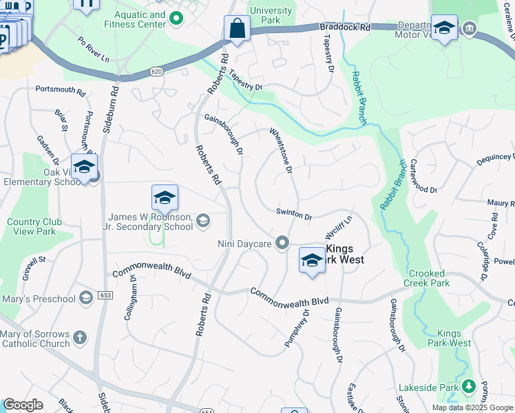 map of restaurants, bars, coffee shops, grocery stores, and more near 4980 Swinton Drive in Fairfax