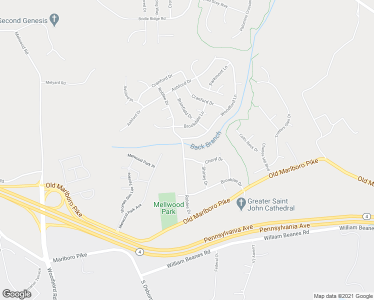 map of restaurants, bars, coffee shops, grocery stores, and more near 5210 Roblee Drive in Upper Marlboro