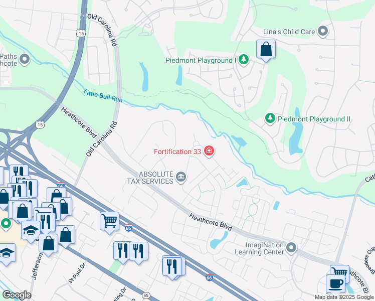 map of restaurants, bars, coffee shops, grocery stores, and more near 18119 Camdenhurst Drive in Gainesville