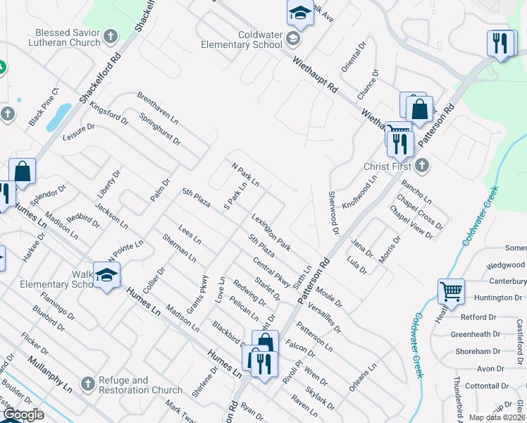 map of restaurants, bars, coffee shops, grocery stores, and more near 2580 Grants Parkway in Florissant