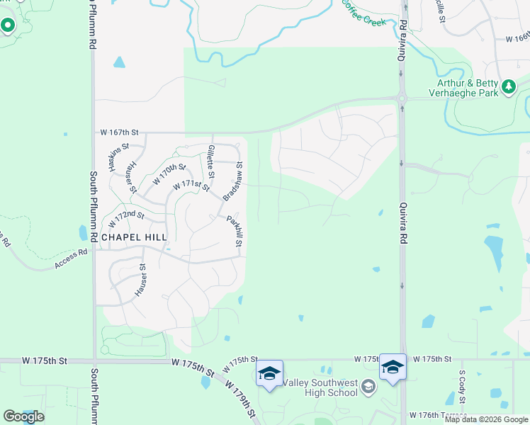 map of restaurants, bars, coffee shops, grocery stores, and more near 17001 Bradshaw Street in Overland Park