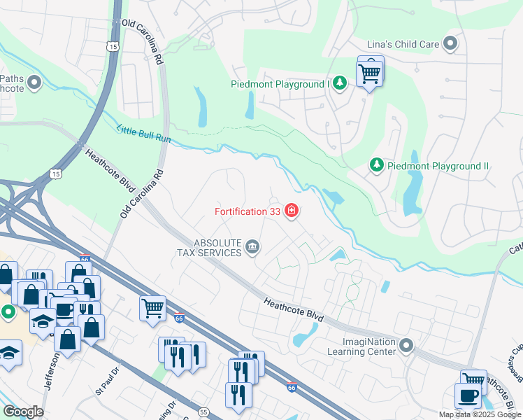 map of restaurants, bars, coffee shops, grocery stores, and more near 18119 Camdenhurst Drive in Gainesville