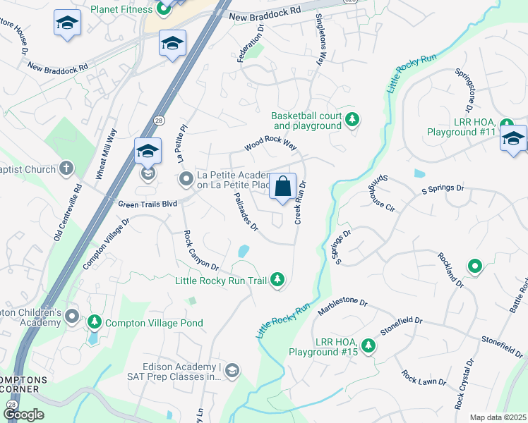 map of restaurants, bars, coffee shops, grocery stores, and more near 6699 Skylemar Trail in Centreville