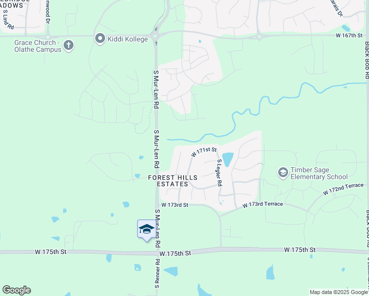 map of restaurants, bars, coffee shops, grocery stores, and more near 17103 South Bradley Drive in Olathe