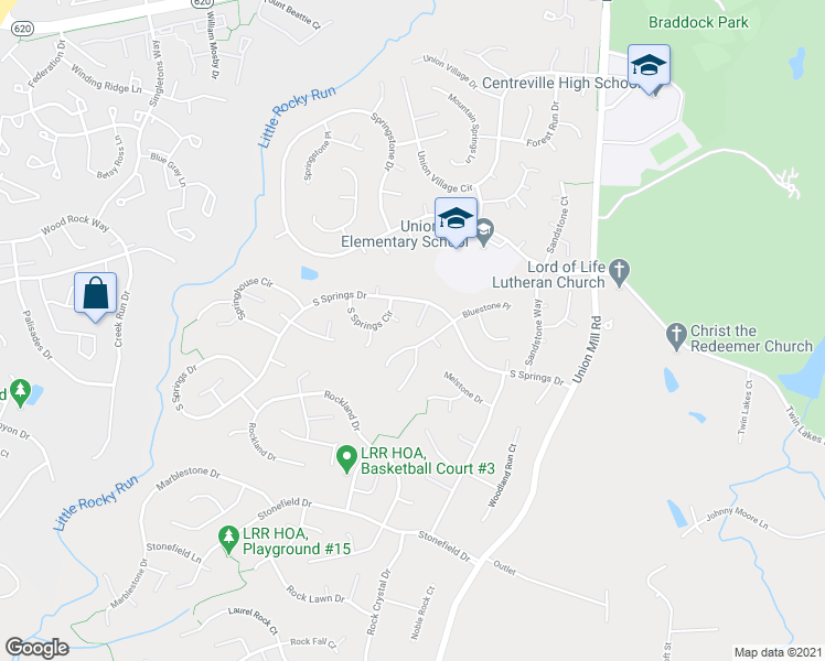 map of restaurants, bars, coffee shops, grocery stores, and more near 13643 South Springs Drive in Clifton