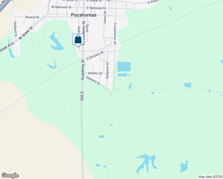 map of restaurants, bars, coffee shops, grocery stores, and more near 910 Stewart Street in Pocahontas