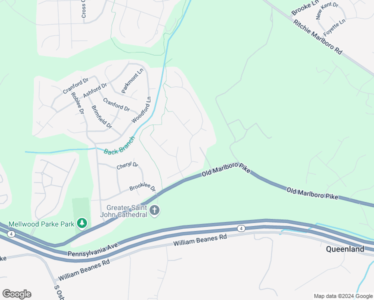 map of restaurants, bars, coffee shops, grocery stores, and more near 5201 Trotters Glen Drive in Upper Marlboro