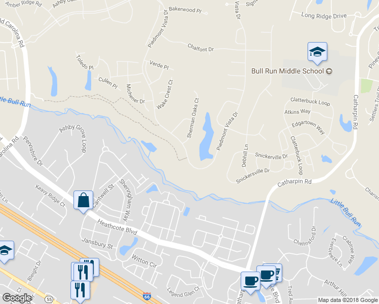 map of restaurants, bars, coffee shops, grocery stores, and more near 13838 Piedmont Vista Drive in Haymarket
