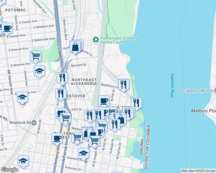map of restaurants, bars, coffee shops, grocery stores, and more near 101 Independence Avenue Southeast in Washington