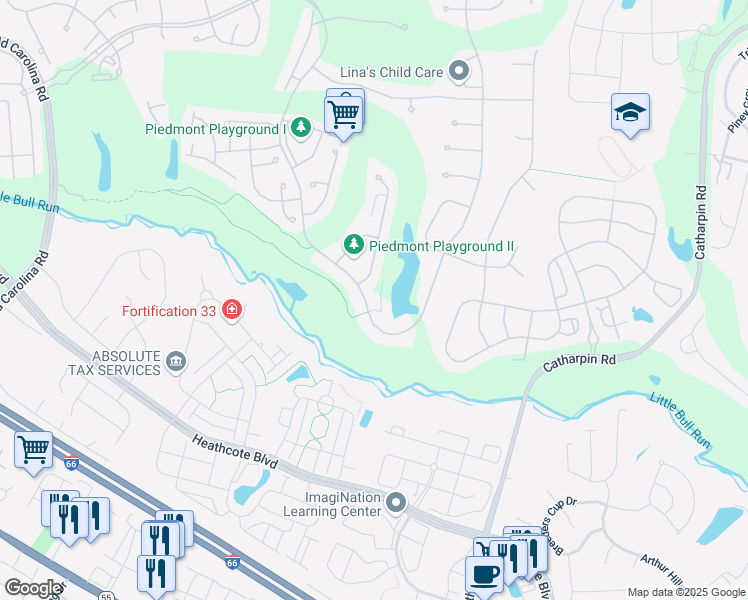 map of restaurants, bars, coffee shops, grocery stores, and more near 13838 Piedmont Vista Drive in Haymarket