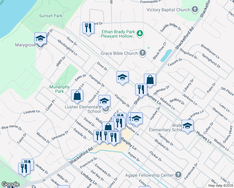 map of restaurants, bars, coffee shops, grocery stores, and more near 2015 Flamingo Drive in Florissant