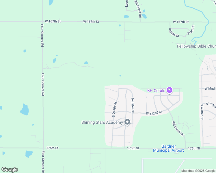 map of restaurants, bars, coffee shops, grocery stores, and more near 32662 West 171st Court in Gardner