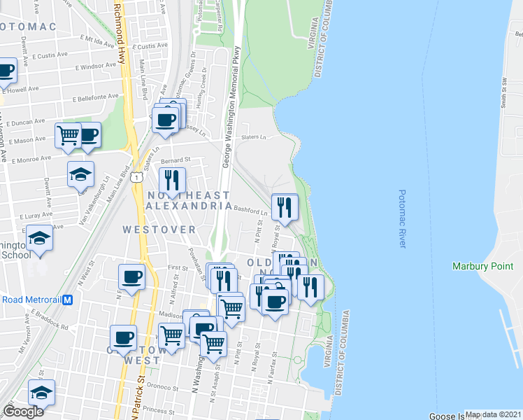 map of restaurants, bars, coffee shops, grocery stores, and more near 101 Independence Avenue Southeast in Washington