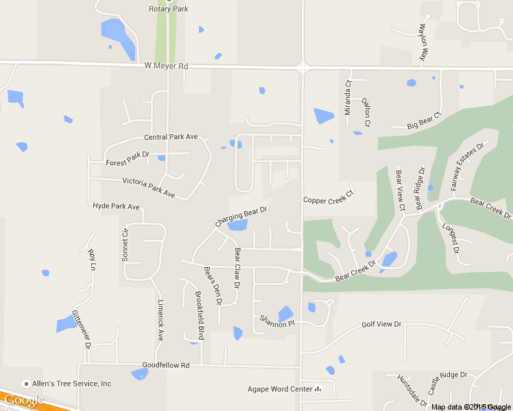 map of restaurants, bars, coffee shops, grocery stores, and more near 237 Charging Bear Drive in Wentzville