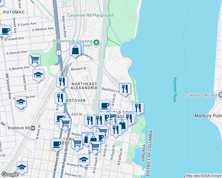 map of restaurants, bars, coffee shops, grocery stores, and more near 101 Independence Avenue Southeast in Washington