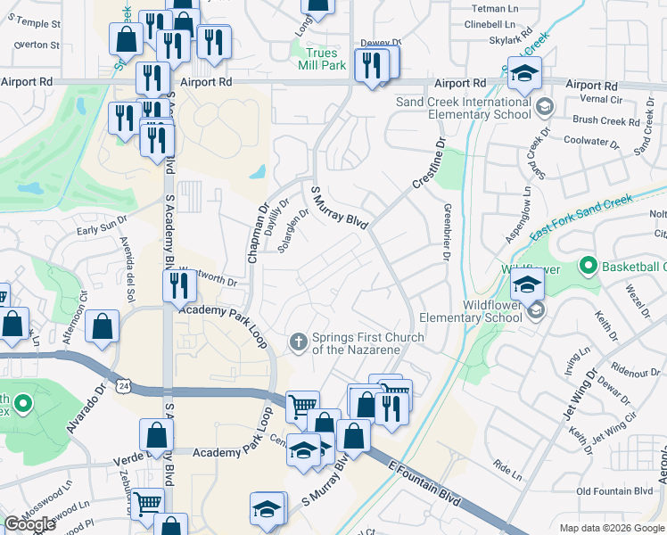 map of restaurants, bars, coffee shops, grocery stores, and more near in 