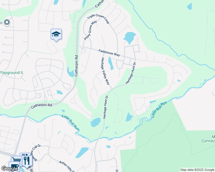 map of restaurants, bars, coffee shops, grocery stores, and more near 13609 Heritage Valley Way in Gainesville