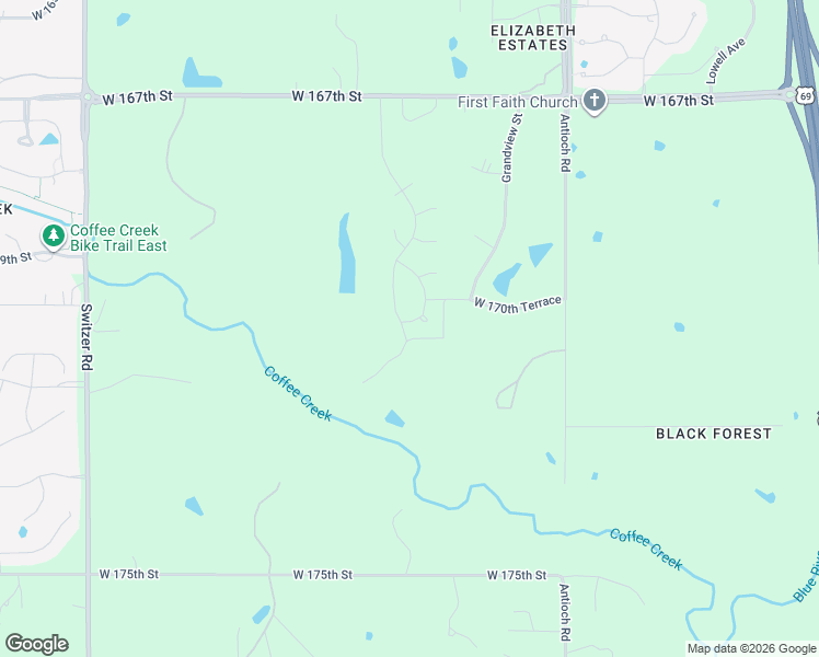 map of restaurants, bars, coffee shops, grocery stores, and more near 9065 West 170th Street in Stilwell