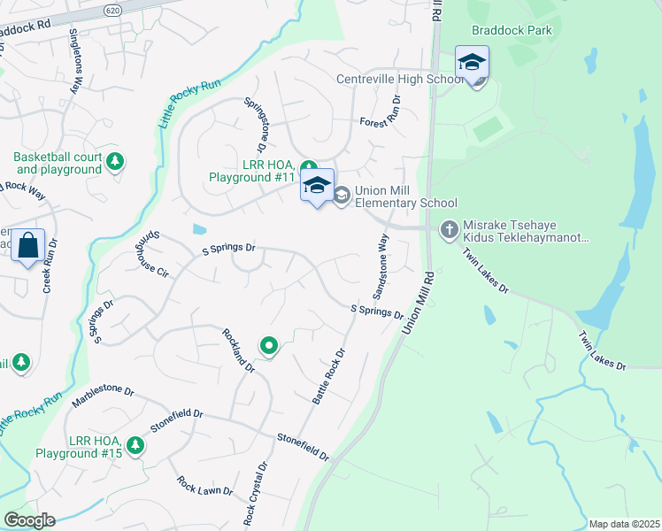 map of restaurants, bars, coffee shops, grocery stores, and more near 13619 Bluestone Court in Clifton