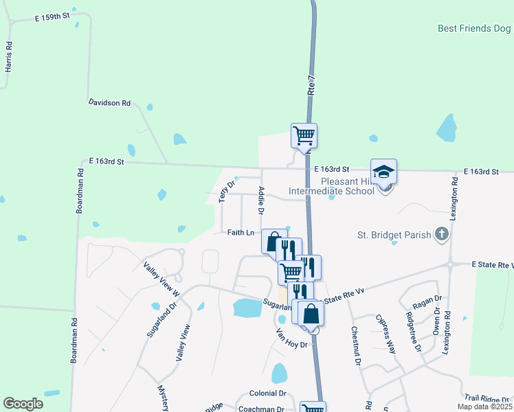 map of restaurants, bars, coffee shops, grocery stores, and more near 2223 Addie Drive in Pleasant Hill