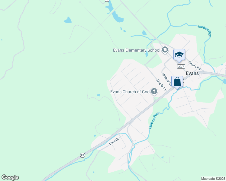 map of restaurants, bars, coffee shops, grocery stores, and more near 298 Pleasant Colony Drive in Evans