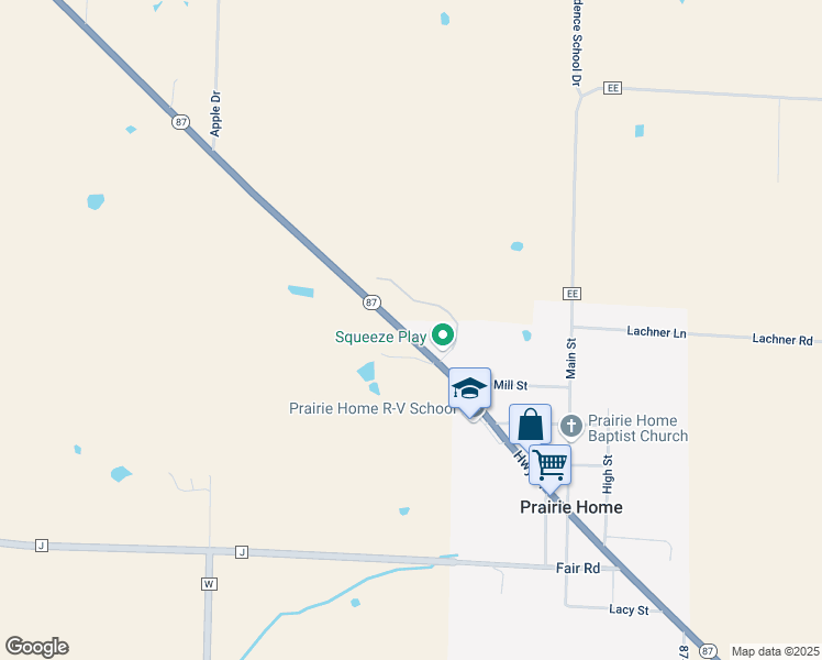 map of restaurants, bars, coffee shops, grocery stores, and more near 170 Highway Drive in Prairie Home