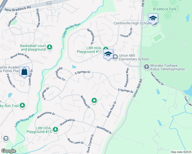 map of restaurants, bars, coffee shops, grocery stores, and more near 6305 South Springs Circle in Clifton