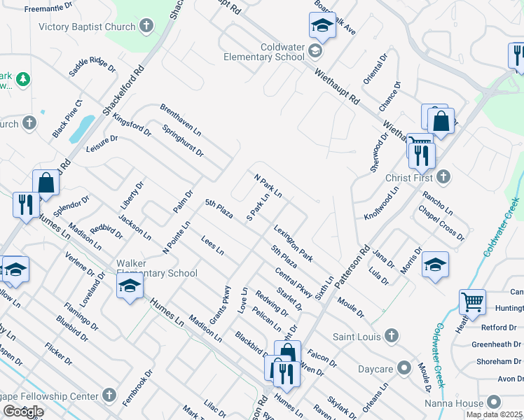 map of restaurants, bars, coffee shops, grocery stores, and more near 985 Lexington Park in Florissant