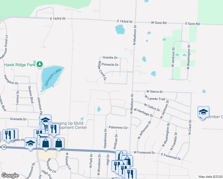map of restaurants, bars, coffee shops, grocery stores, and more near 430 Buffalo Court in Raymore